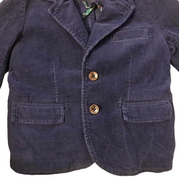 Janie & Jack Boys Corduroy Two-Button Blazer Jacket, Navy Blue Size 18-24 Months - Picture 2 of 5